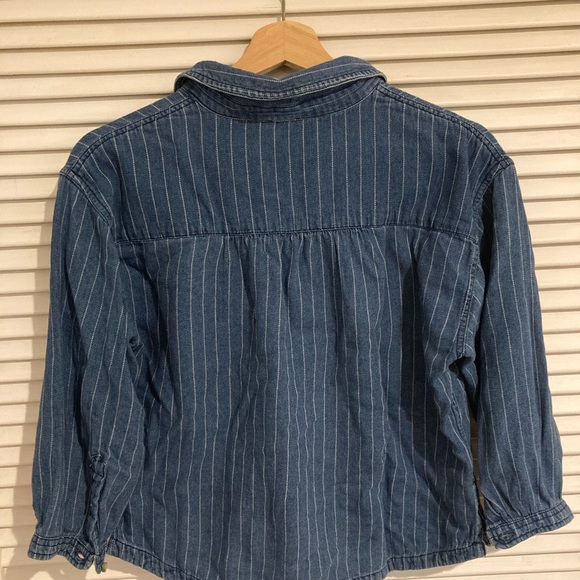 Forever 21 Cropped 3/4 Sleeve Denim-like Striped Top Size Small - Picture 6 of 6
